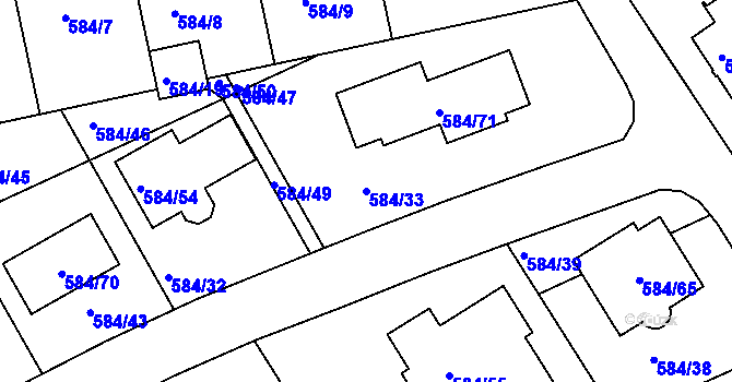 Parcela st. 584/33 v KÚ České Budějovice 3, Katastrální mapa