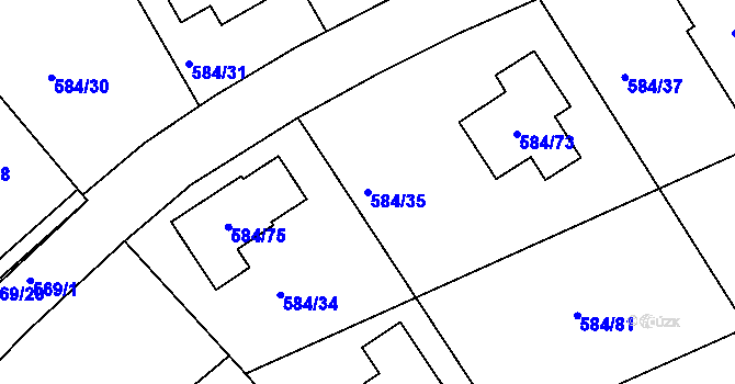 Parcela st. 584/35 v KÚ České Budějovice 3, Katastrální mapa