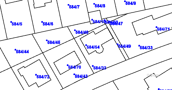Parcela st. 584/54 v KÚ České Budějovice 3, Katastrální mapa