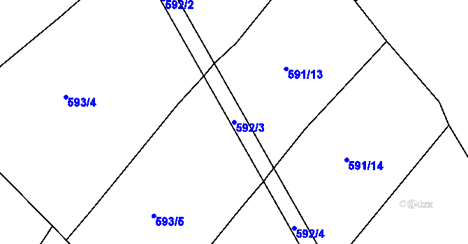 Parcela st. 592/3 v KÚ České Budějovice 3, Katastrální mapa