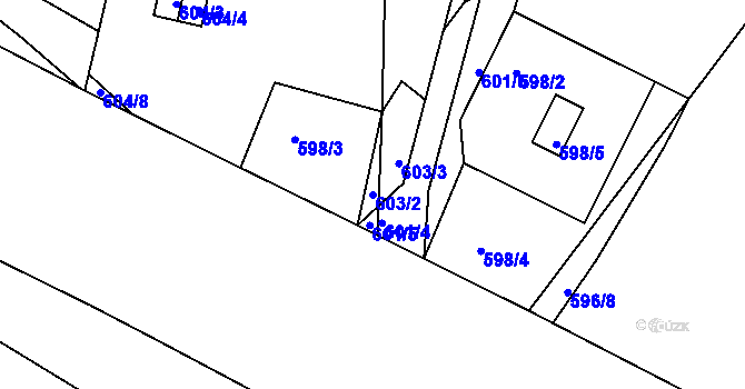 Parcela st. 603/2 v KÚ České Budějovice 3, Katastrální mapa