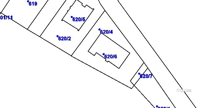 Parcela st. 620/6 v KÚ České Budějovice 3, Katastrální mapa