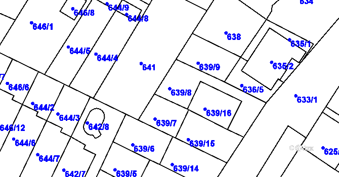 Parcela st. 639/8 v KÚ České Budějovice 3, Katastrální mapa