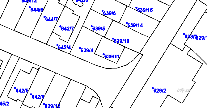 Parcela st. 639/11 v KÚ České Budějovice 3, Katastrální mapa