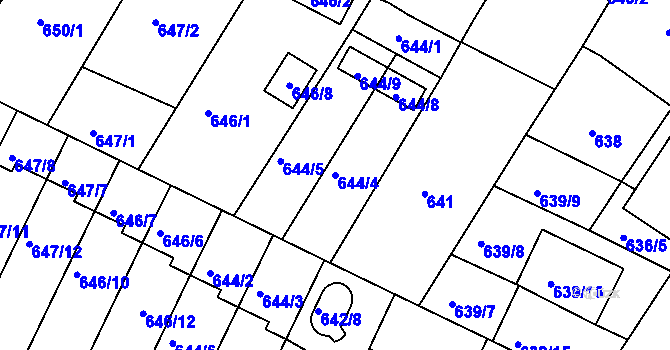Parcela st. 644/4 v KÚ České Budějovice 3, Katastrální mapa