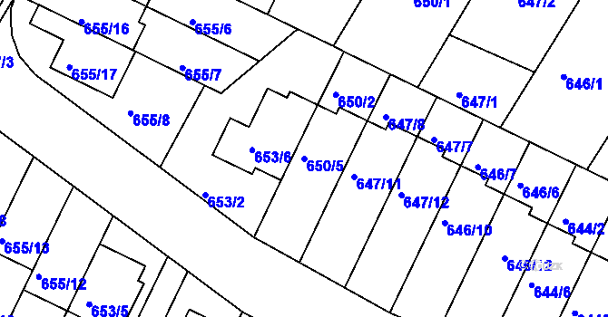 Parcela st. 650/5 v KÚ České Budějovice 3, Katastrální mapa