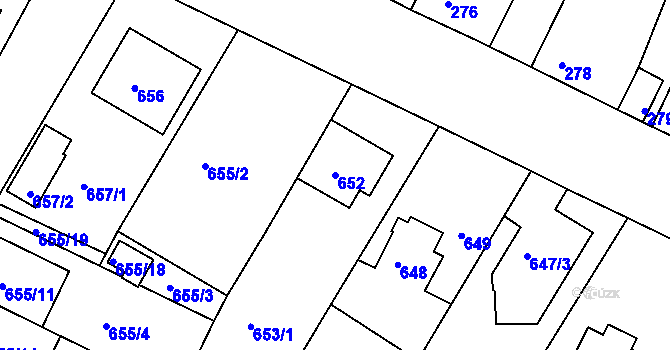 Parcela st. 652 v KÚ České Budějovice 3, Katastrální mapa