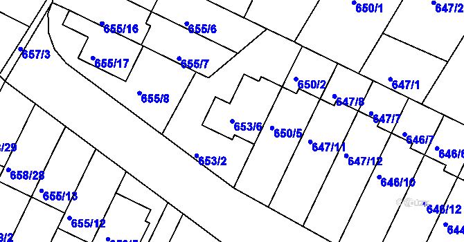 Parcela st. 653/6 v KÚ České Budějovice 3, Katastrální mapa