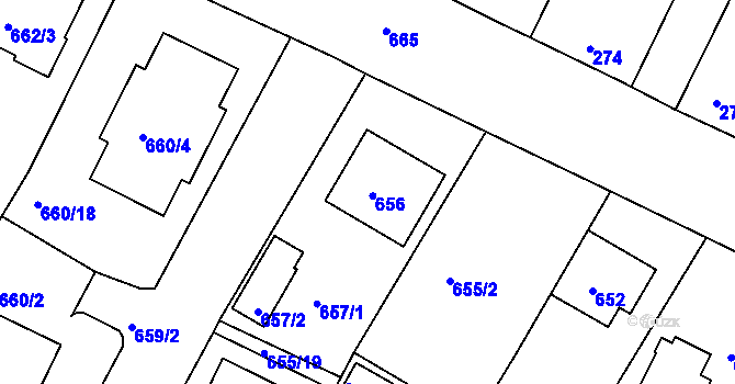 Parcela st. 656 v KÚ České Budějovice 3, Katastrální mapa