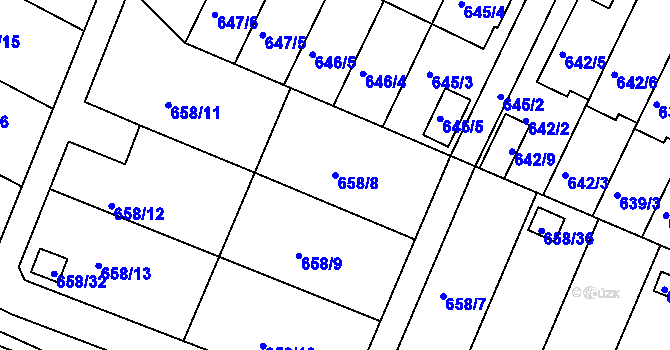 Parcela st. 658/8 v KÚ České Budějovice 3, Katastrální mapa