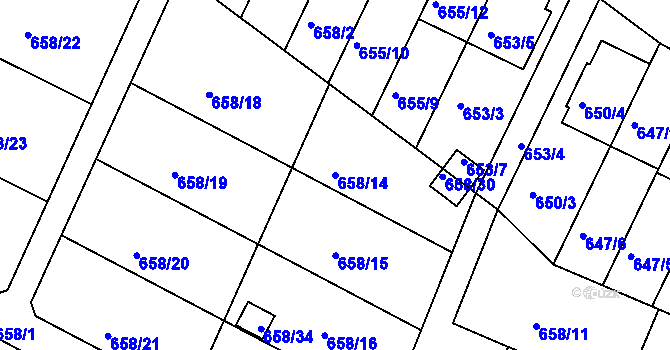 Parcela st. 658/14 v KÚ České Budějovice 3, Katastrální mapa