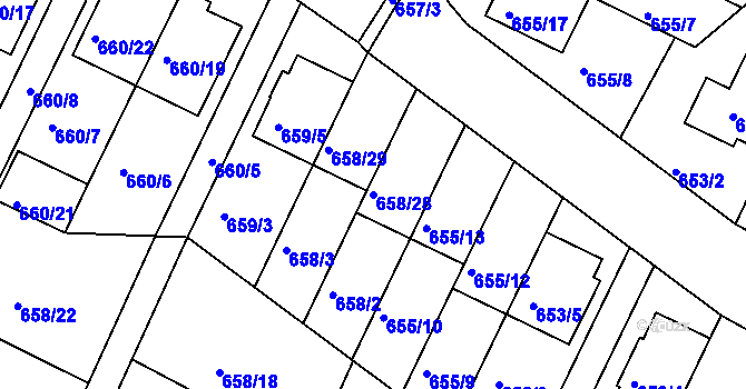 Parcela st. 658/28 v KÚ České Budějovice 3, Katastrální mapa