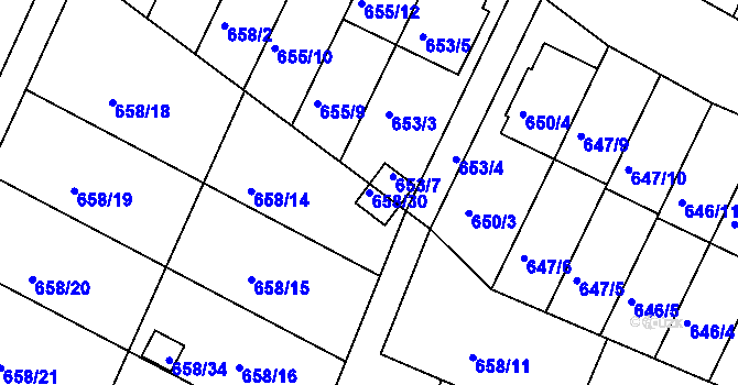 Parcela st. 658/30 v KÚ České Budějovice 3, Katastrální mapa
