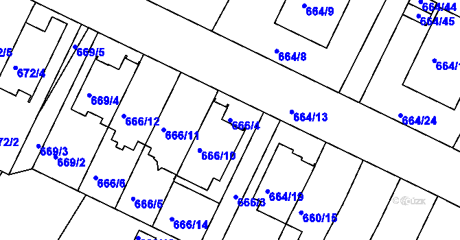 Parcela st. 666/4 v KÚ České Budějovice 3, Katastrální mapa