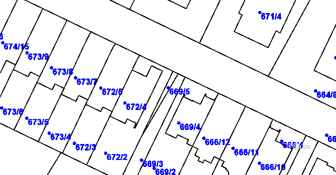 Parcela st. 669/5 v KÚ České Budějovice 3, Katastrální mapa