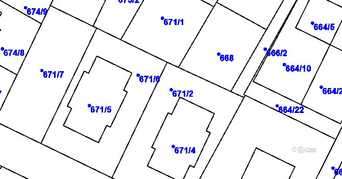 Parcela st. 671/2 v KÚ České Budějovice 3, Katastrální mapa
