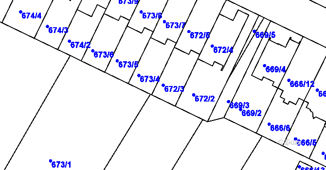 Parcela st. 672/3 v KÚ České Budějovice 3, Katastrální mapa