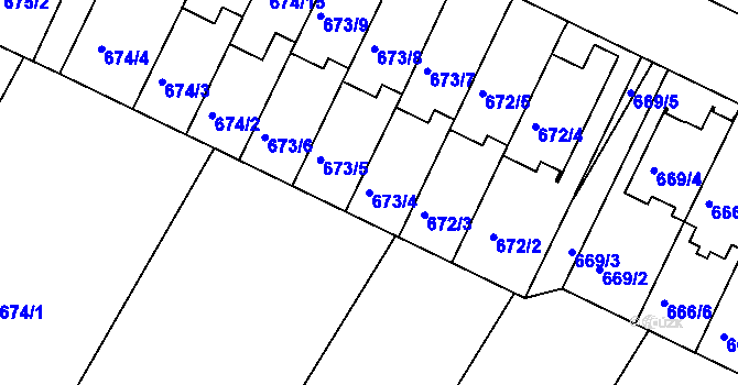Parcela st. 673/4 v KÚ České Budějovice 3, Katastrální mapa