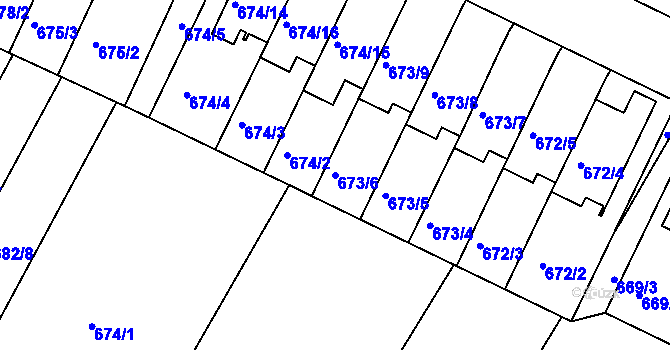 Parcela st. 673/6 v KÚ České Budějovice 3, Katastrální mapa