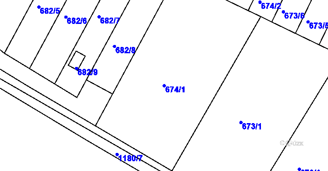 Parcela st. 674/1 v KÚ České Budějovice 3, Katastrální mapa