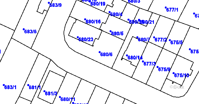 Parcela st. 680/6 v KÚ České Budějovice 3, Katastrální mapa