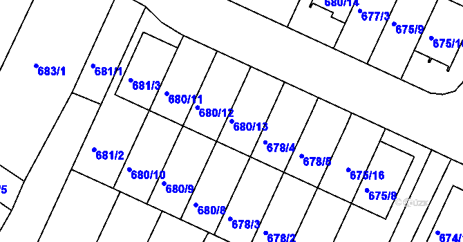 Parcela st. 680/13 v KÚ České Budějovice 3, Katastrální mapa