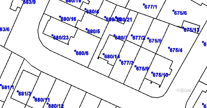 Parcela st. 680/14 v KÚ České Budějovice 3, Katastrální mapa