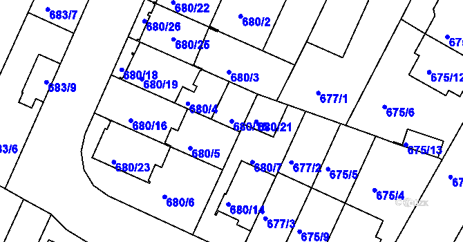 Parcela st. 680/15 v KÚ České Budějovice 3, Katastrální mapa