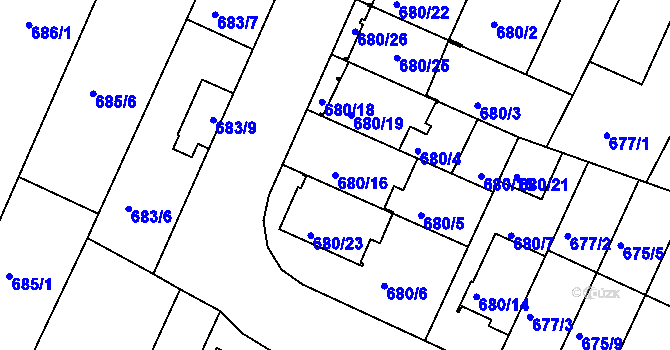 Parcela st. 680/16 v KÚ České Budějovice 3, Katastrální mapa