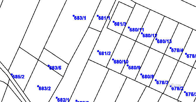 Parcela st. 681/2 v KÚ České Budějovice 3, Katastrální mapa