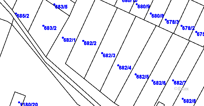 Parcela st. 682/3 v KÚ České Budějovice 3, Katastrální mapa