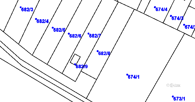 Parcela st. 682/8 v KÚ České Budějovice 3, Katastrální mapa