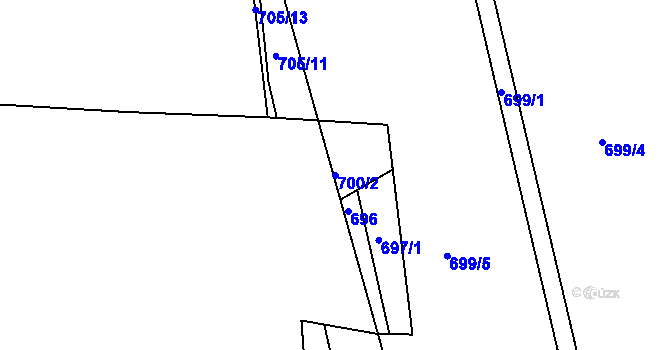 Parcela st. 700/2 v KÚ České Budějovice 3, Katastrální mapa