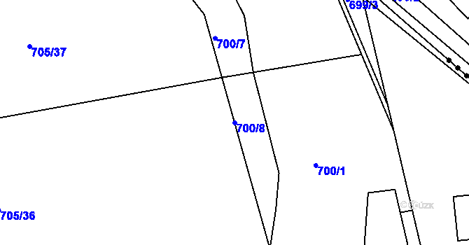 Parcela st. 700/8 v KÚ České Budějovice 3, Katastrální mapa