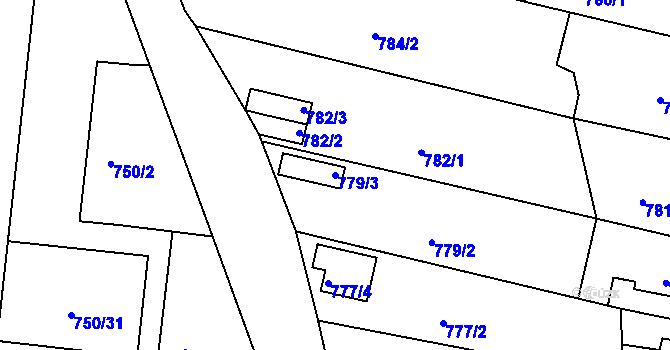 Parcela st. 779/3 v KÚ České Budějovice 3, Katastrální mapa