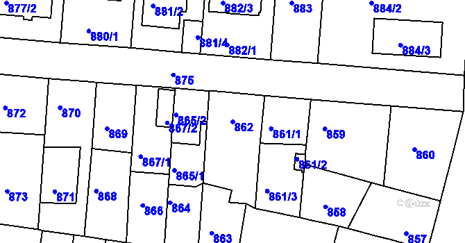 Parcela st. 862 v KÚ České Budějovice 3, Katastrální mapa