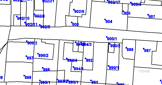 Parcela st. 894/3 v KÚ České Budějovice 3, Katastrální mapa