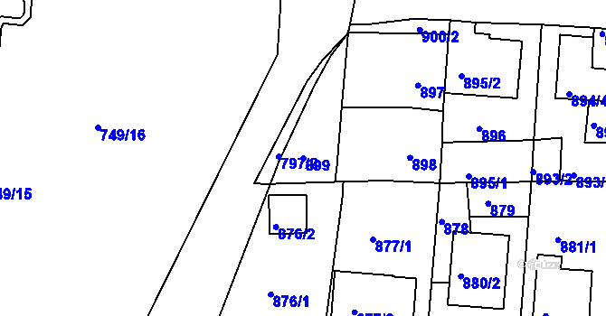 Parcela st. 899 v KÚ České Budějovice 3, Katastrální mapa