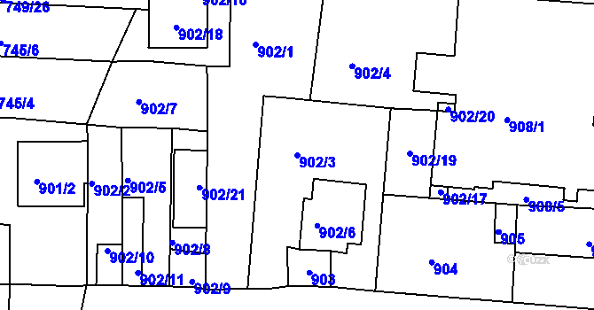 Parcela st. 902/3 v KÚ České Budějovice 3, Katastrální mapa