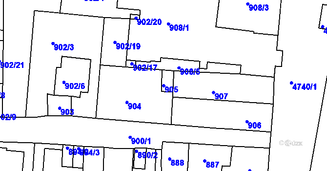 Parcela st. 905 v KÚ České Budějovice 3, Katastrální mapa