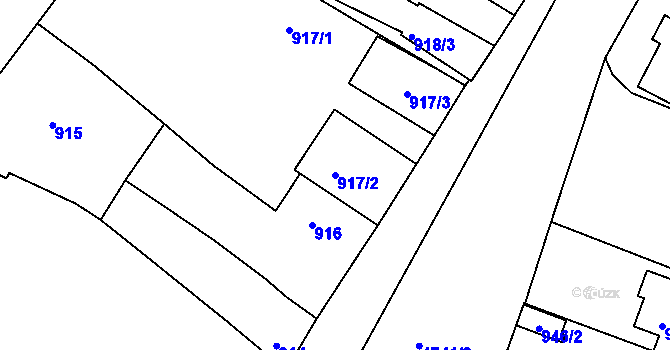 Parcela st. 917/2 v KÚ České Budějovice 3, Katastrální mapa