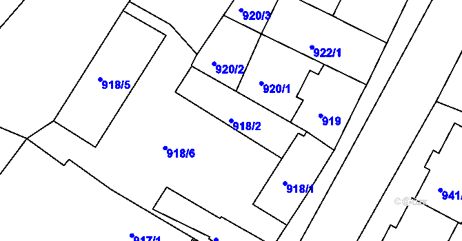 Parcela st. 918/2 v KÚ České Budějovice 3, Katastrální mapa