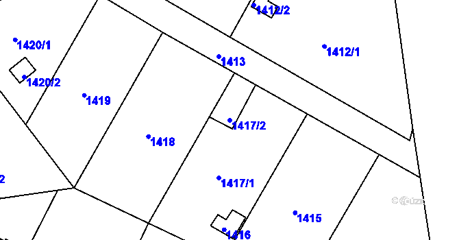 Parcela st. 1417/2 v KÚ České Budějovice 3, Katastrální mapa