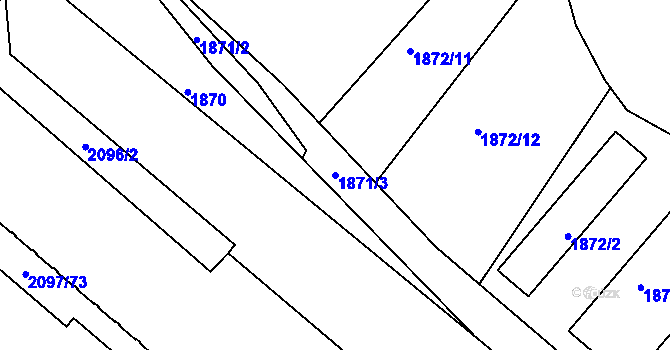 Parcela st. 1871/3 v KÚ České Budějovice 3, Katastrální mapa