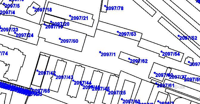 Parcela st. 2097/1 v KÚ České Budějovice 3, Katastrální mapa