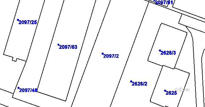 Parcela st. 2097/2 v KÚ České Budějovice 3, Katastrální mapa