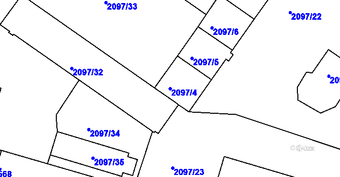 Parcela st. 2097/4 v KÚ České Budějovice 3, Katastrální mapa