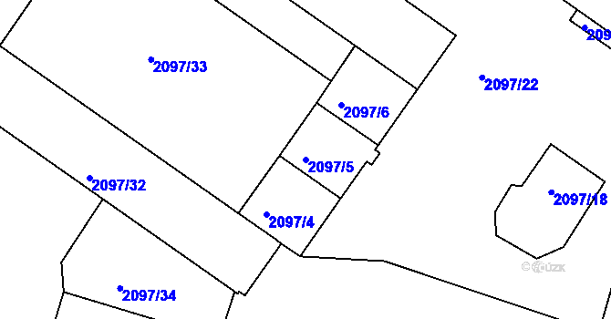 Parcela st. 2097/5 v KÚ České Budějovice 3, Katastrální mapa