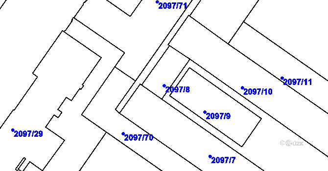 Parcela st. 2097/8 v KÚ České Budějovice 3, Katastrální mapa