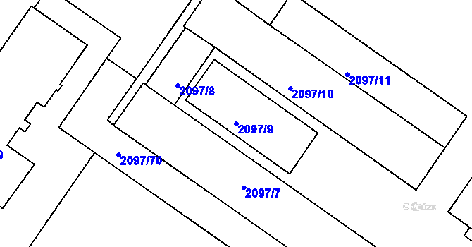 Parcela st. 2097/9 v KÚ České Budějovice 3, Katastrální mapa